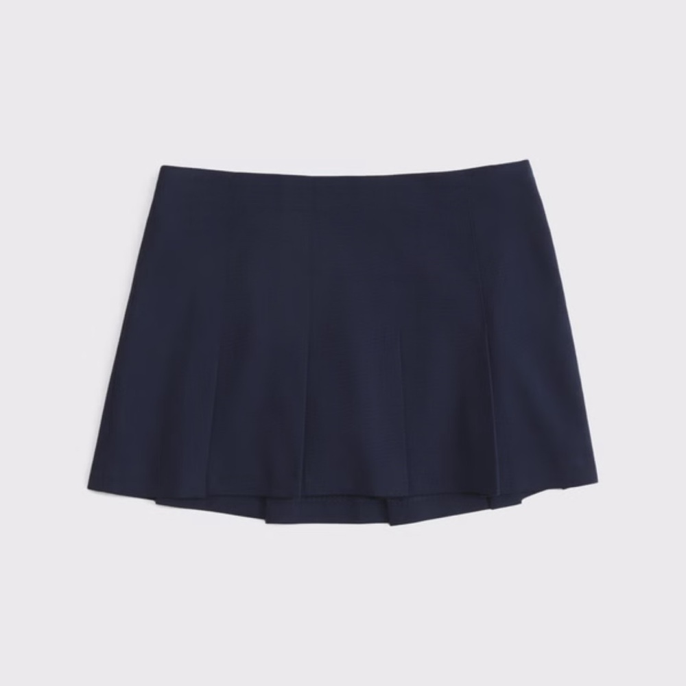 Abercrombie Mid-Rise Pleated Mini Skirt - Dark Indigo